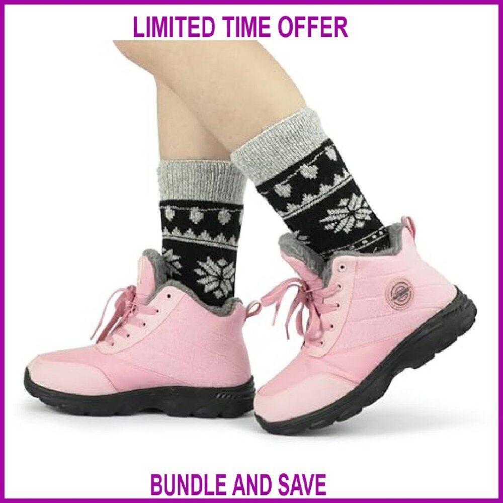 Women's Thermal Crew Socks Size 5-10 Acrylic Warm Winter Boot Socks - Picture 6 of 8